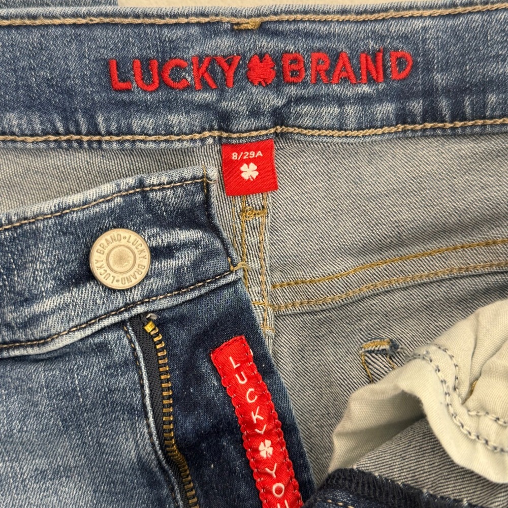 Lucky Brand Sweet Mid Rise Boot Floral Embroidered Jeans Blue 8/29A 144109 - Picture 4 of 12